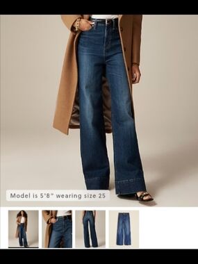 J. Crew High-Rise Wide-Leg Jeans in Dark Blue